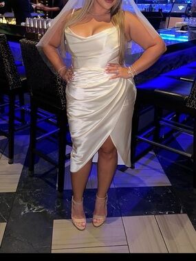 Satin ivory House of CB corset dress